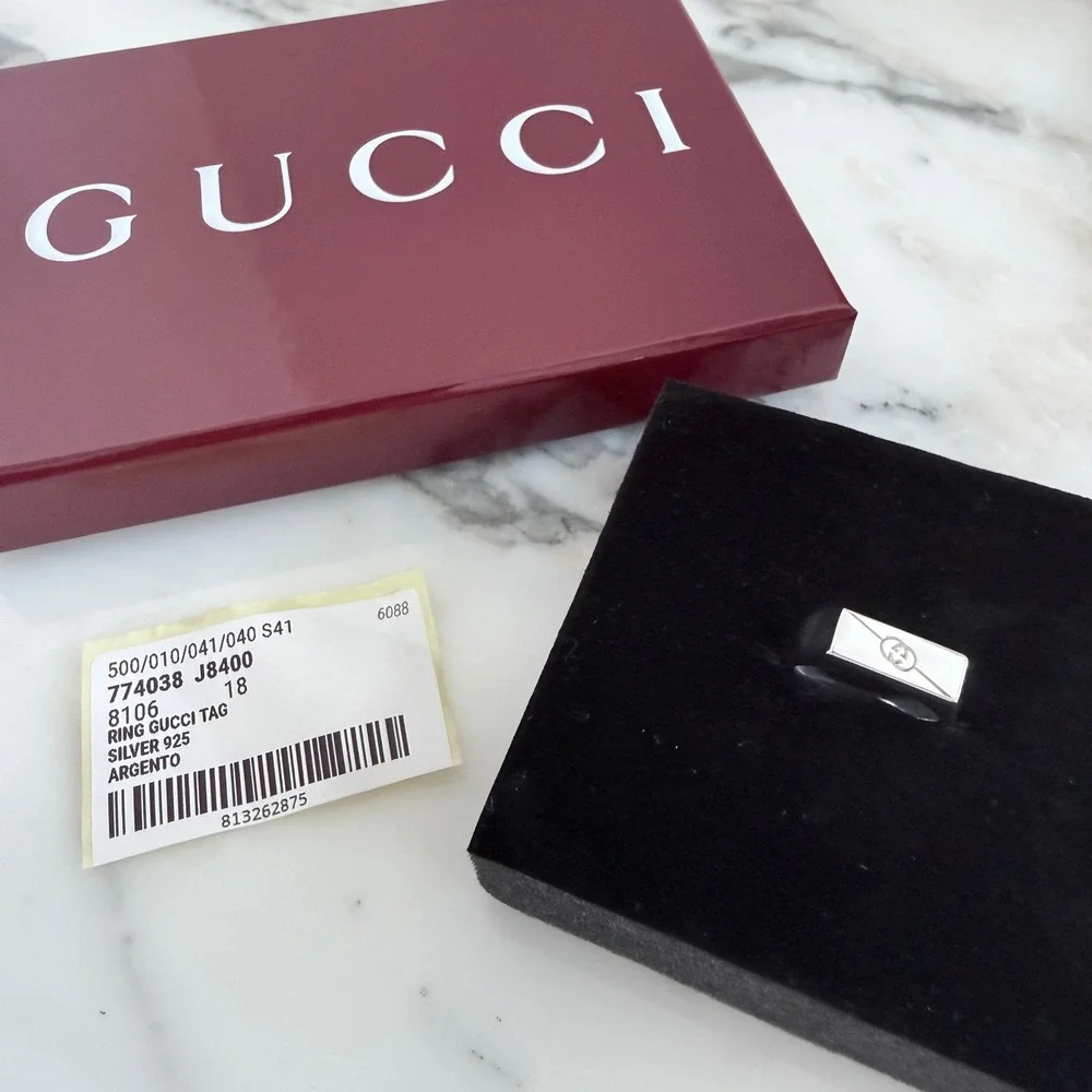 Gucci GG Tag RIng Chevalier, Size G 18 (US 8)